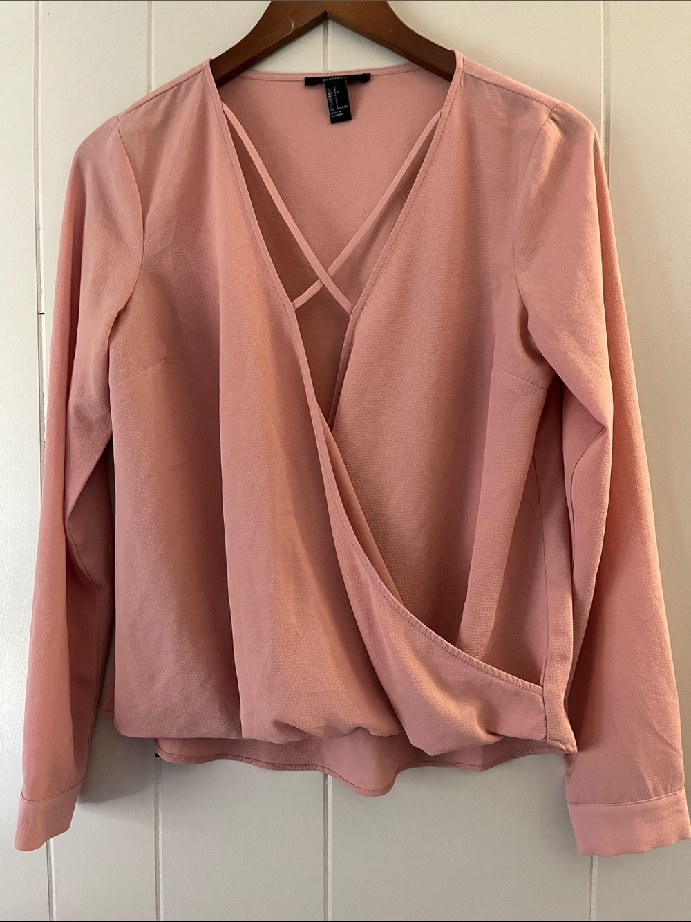 Ladies' Wrap Front Blouse - Soft Pink